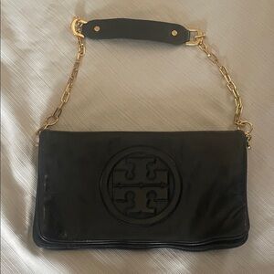 Tory Burch Black Leather Reva Clutch